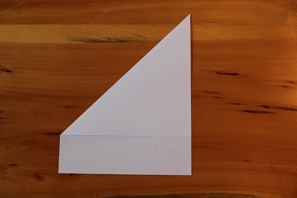Step 1 — Fold top left corner down.